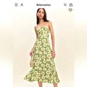 Reformation Green Floral Midi Dress - Worn once